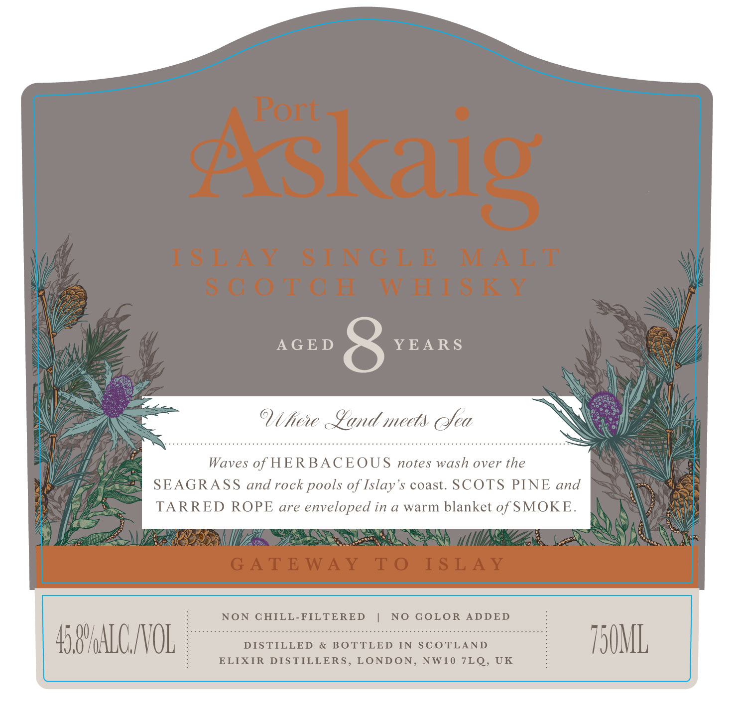 TABC label artwork for PORT ASKAIG 8 YEARS ISLAY SINGLE MALT SCOTCH WHISKEY