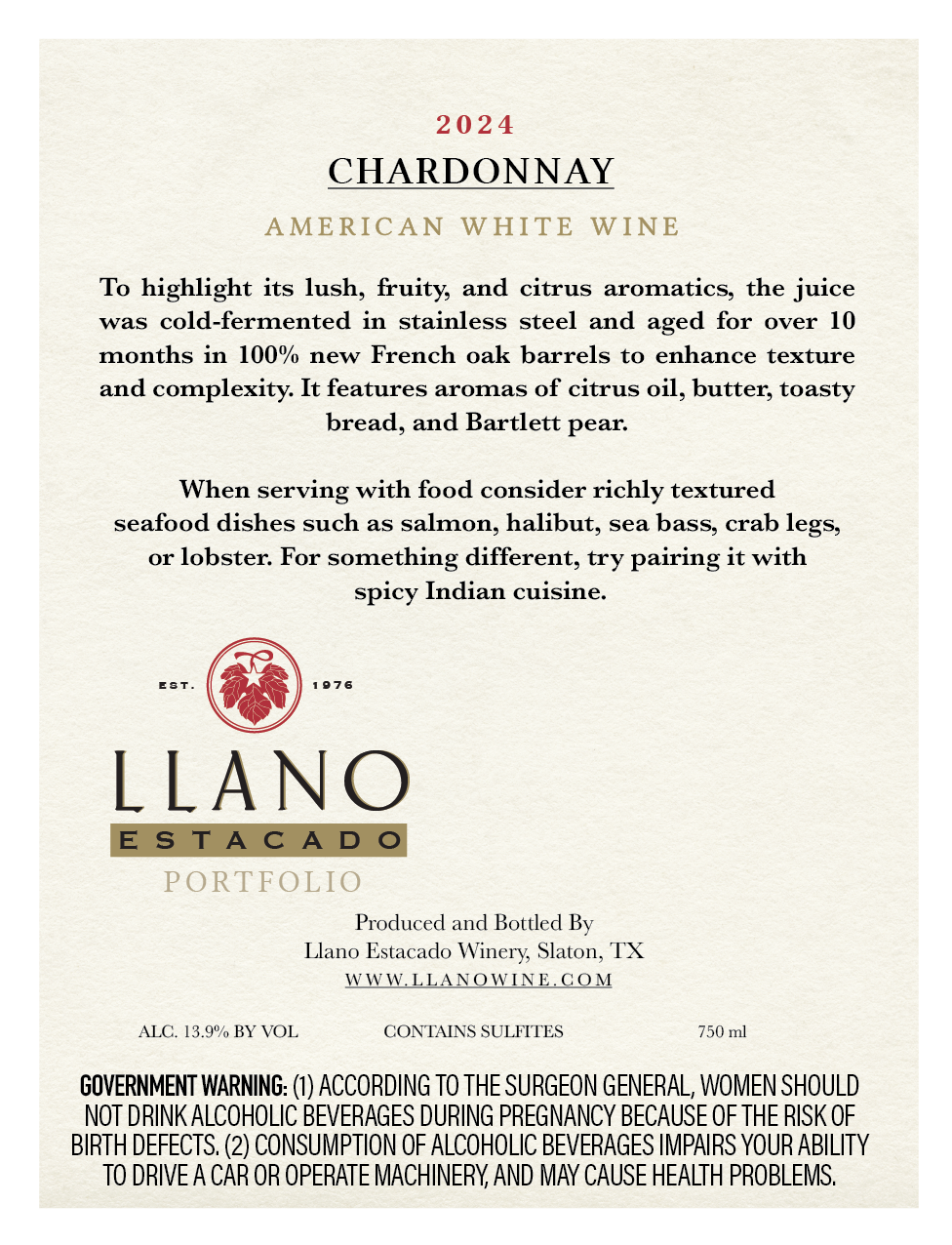 TABC label artwork for LLANO ESTACADO CHARDONNAY SUMMER MOON