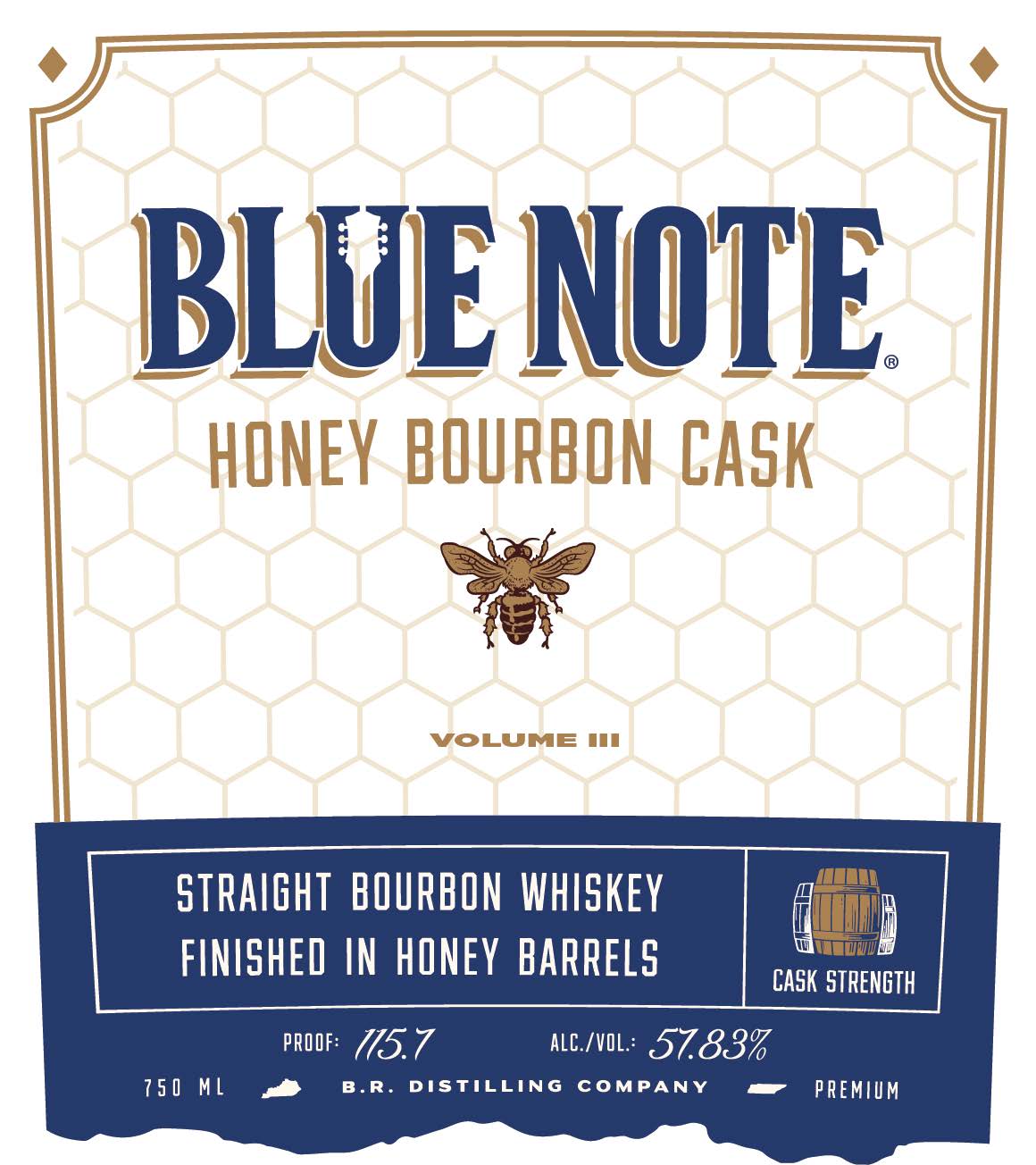 TABC label artwork for Blue Note Honey Bourbon Cask Volume III