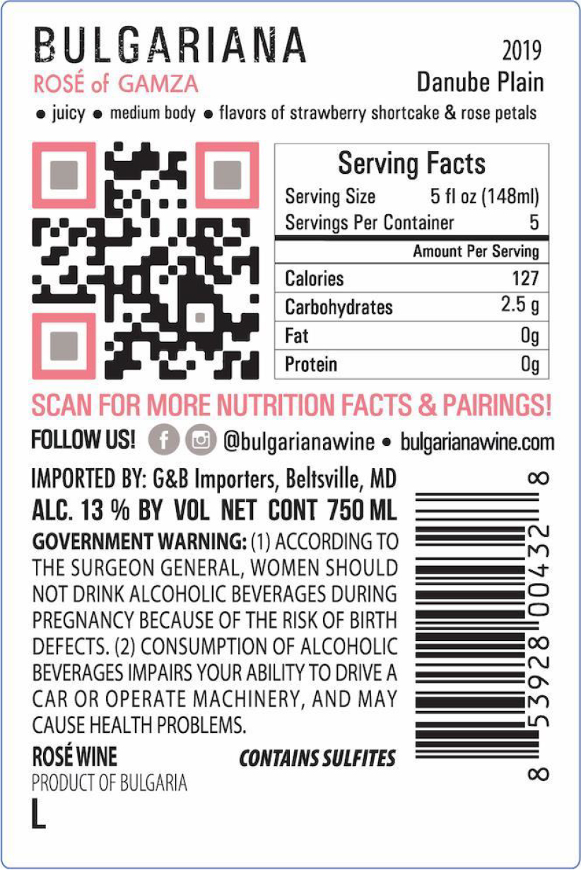 TABC label artwork for Bulgariana Rose
