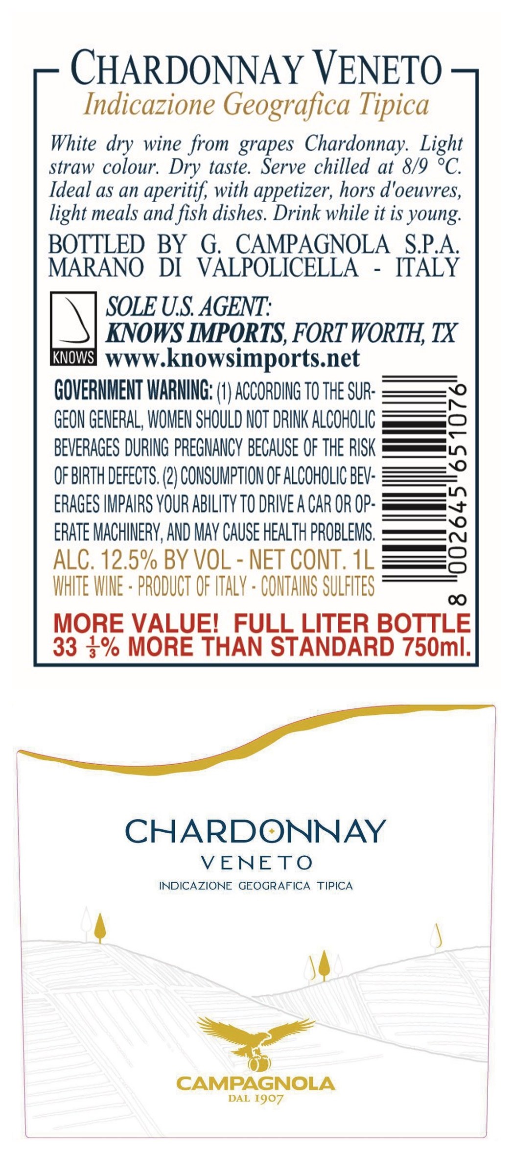 TABC label artwork for Campagnola Chardonnay