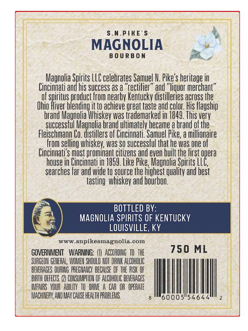 TABC label artwork for MAGNOLIA DOUBLE OAKED BOURBON WHISKEY