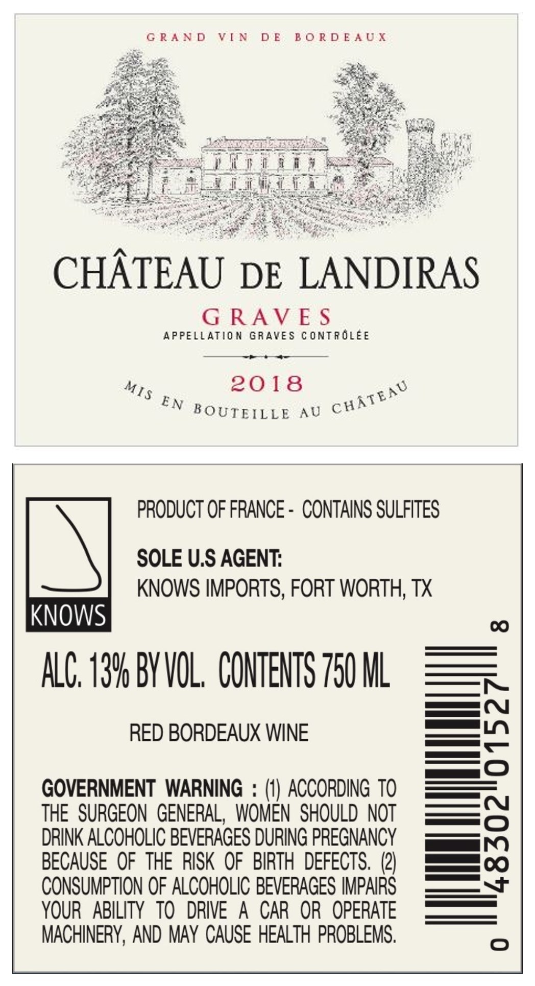 TABC label artwork for Chateau De Landiras Graves