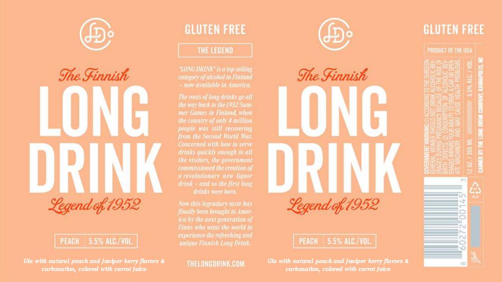 TABC label artwork for Long Drink Peach