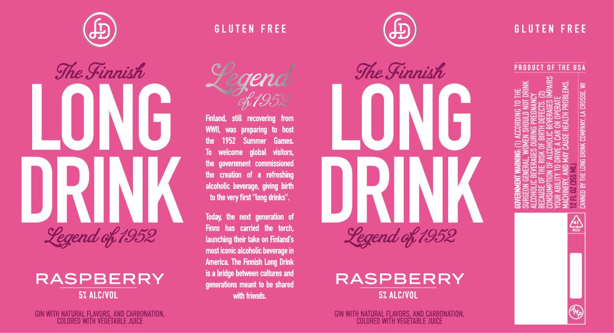 TABC label artwork for Long Drink Raspberry