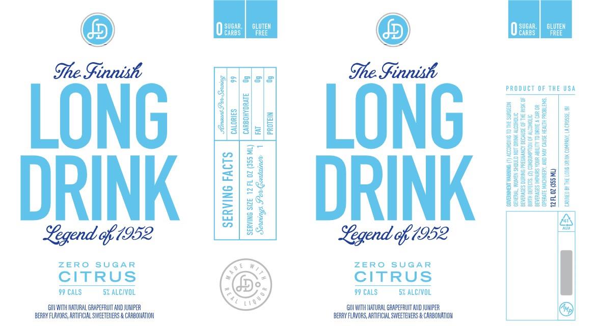 TABC label artwork for Long Drink Zero Sugar Citrus