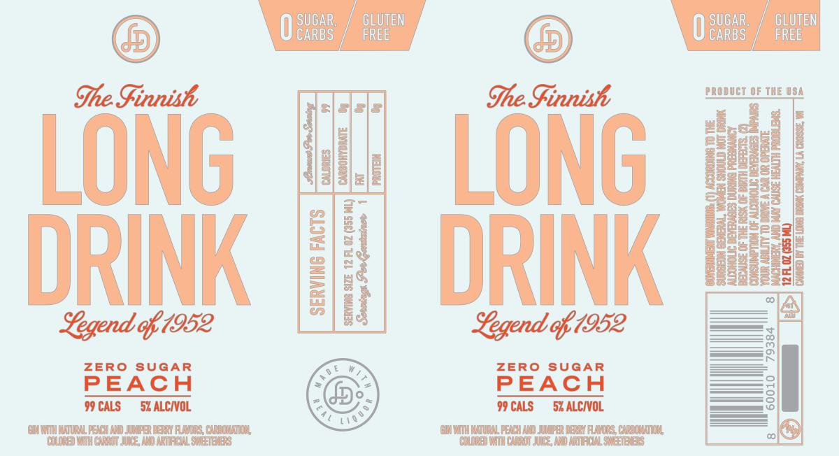 TABC label artwork for Long Drink Zero Sugar Peach