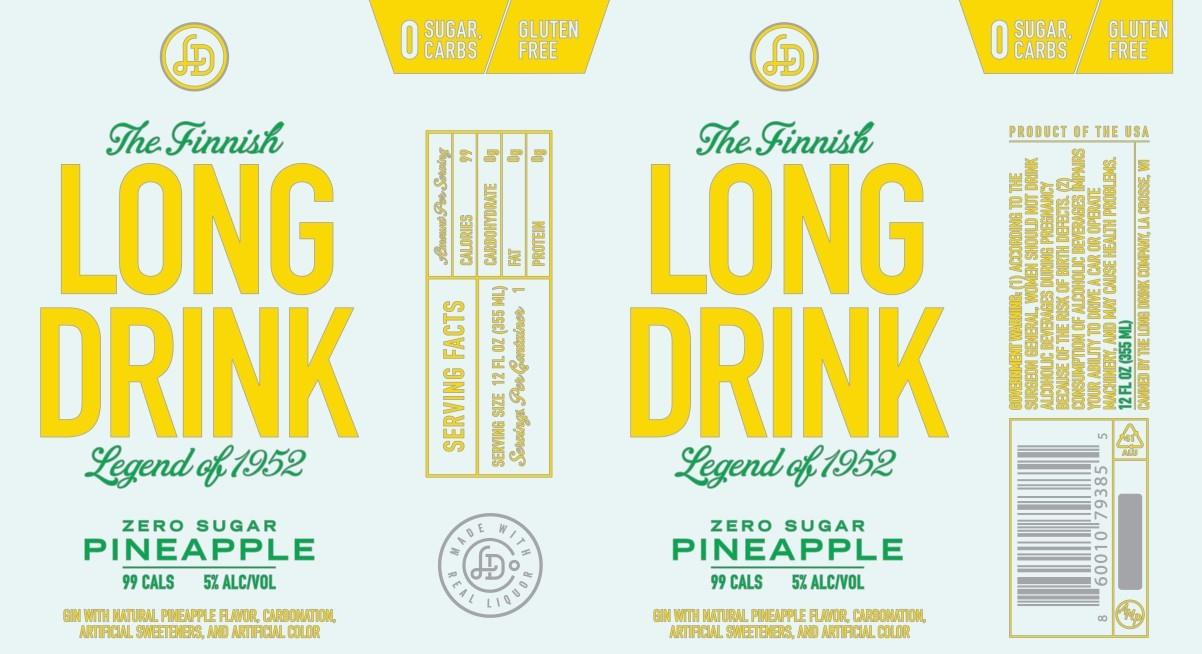 TABC label artwork for Long Drink Zero Sugar Pineapple
