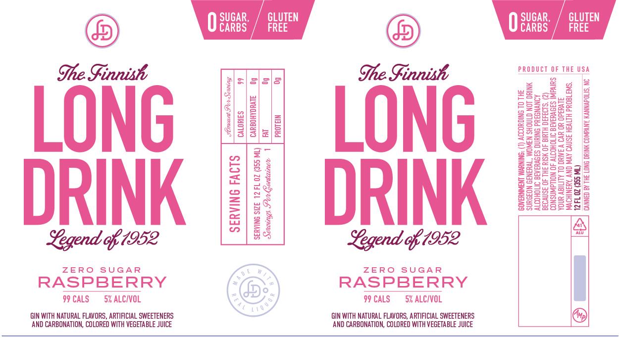 TABC label artwork for Long Drink Zero Sugar Raspberry