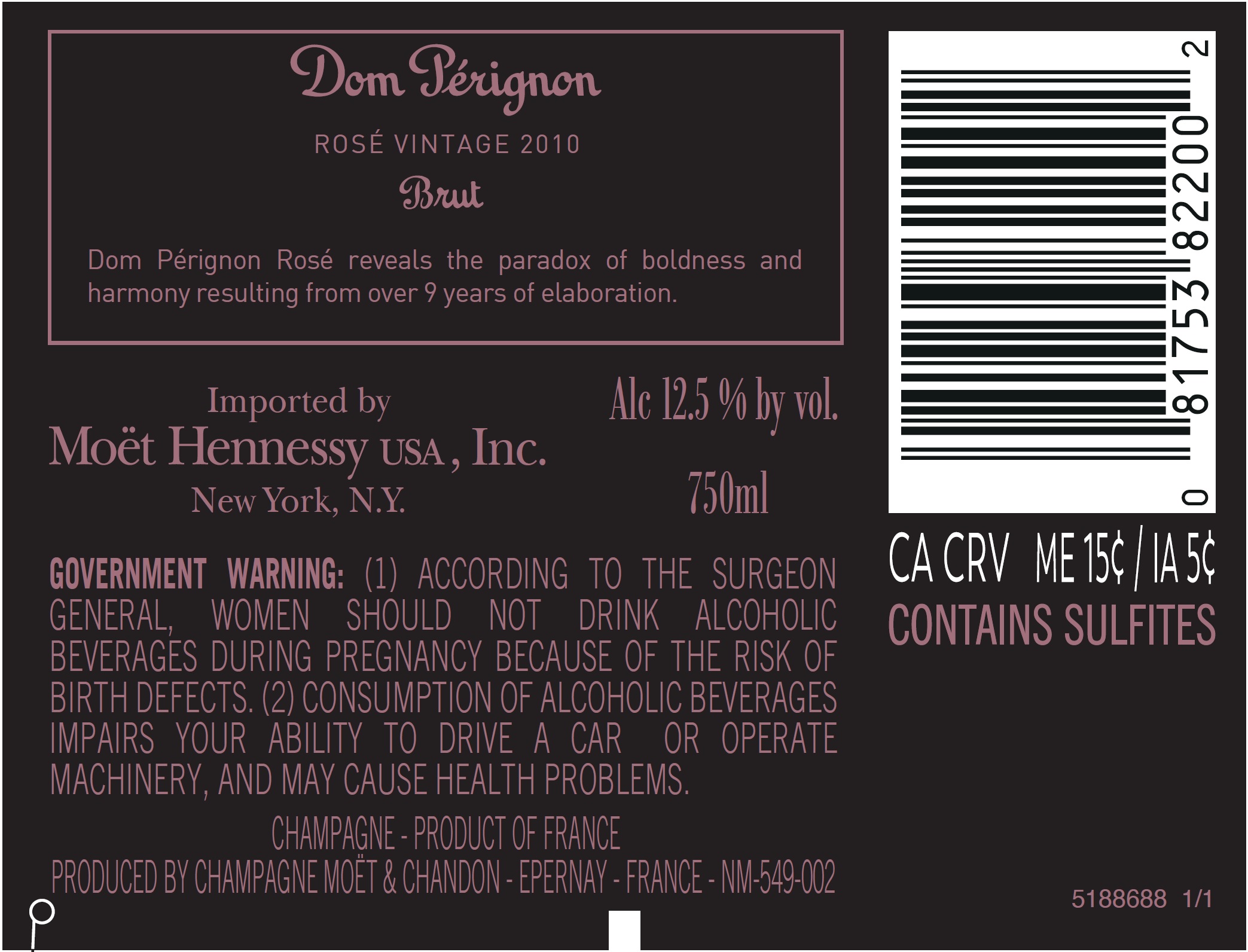 TABC label artwork for DOM PERIGNON ROSE LUMINOUS