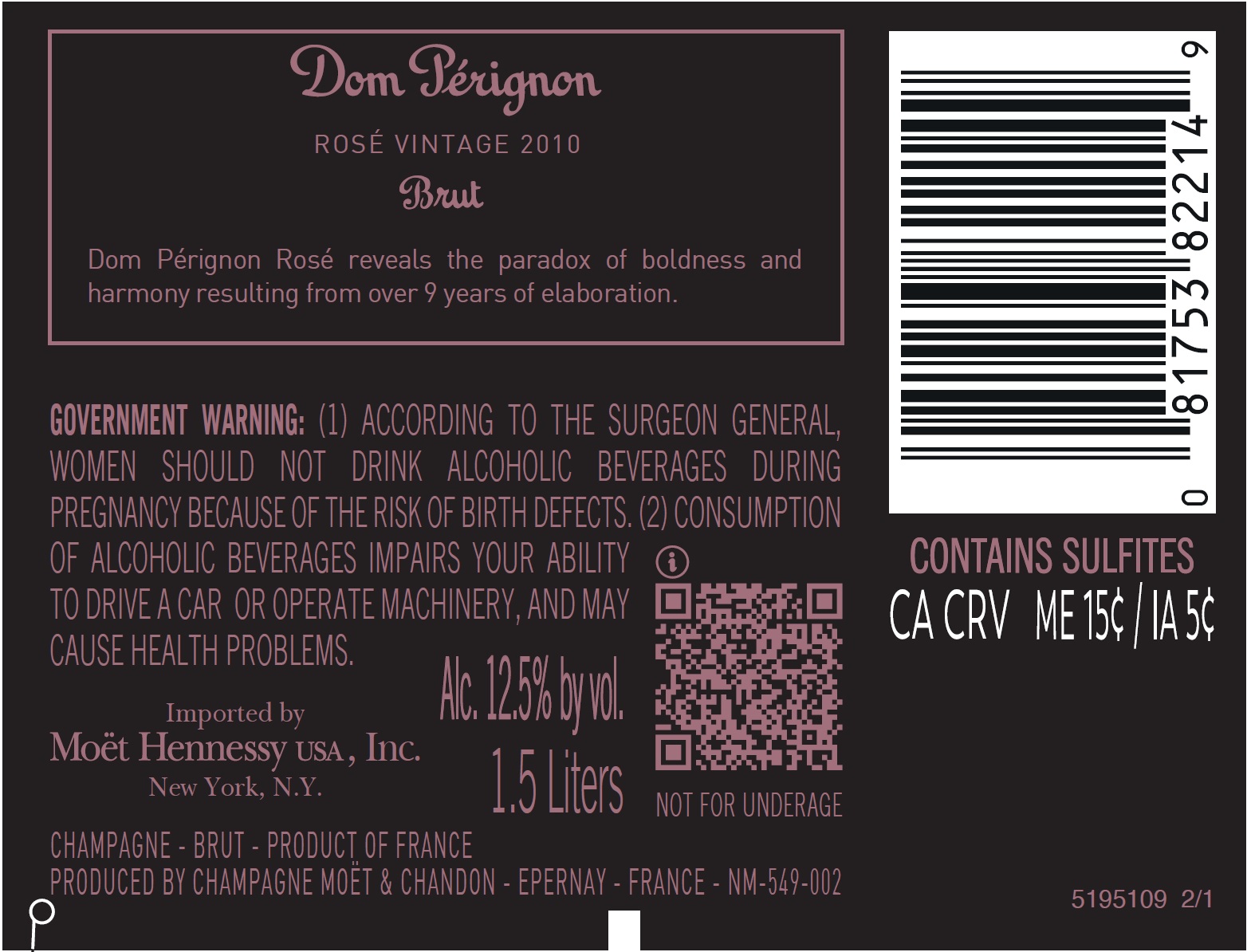 TABC label artwork for DOM PERIGNON ROSE LUMINOUS