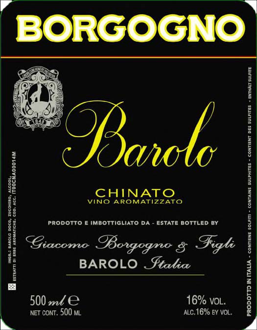 TABC label artwork for Borgogno Barolo Chinato