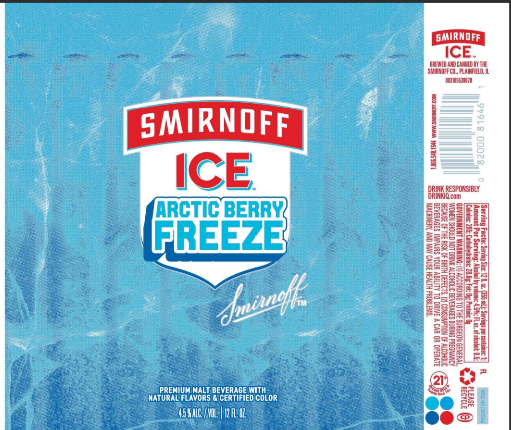 TABC label artwork for Smirnoff Ice Artic Berry Freeze