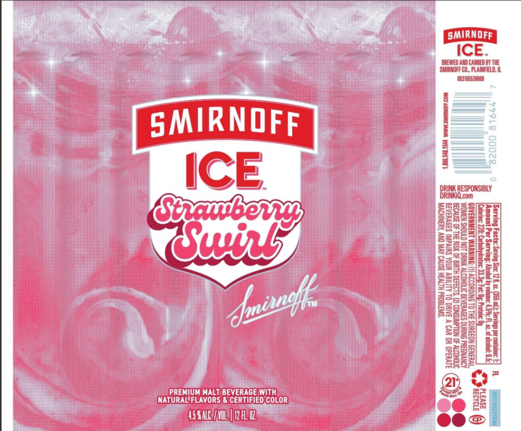 TABC label artwork for Smirnoff Ice Strawberry Swirl