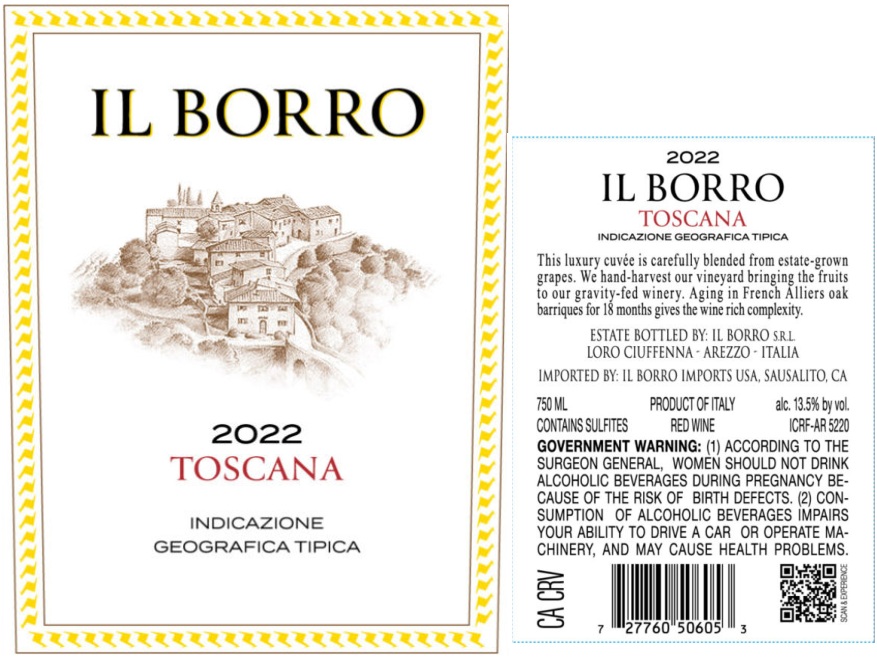 TABC label artwork for Il Borro Toscana Red