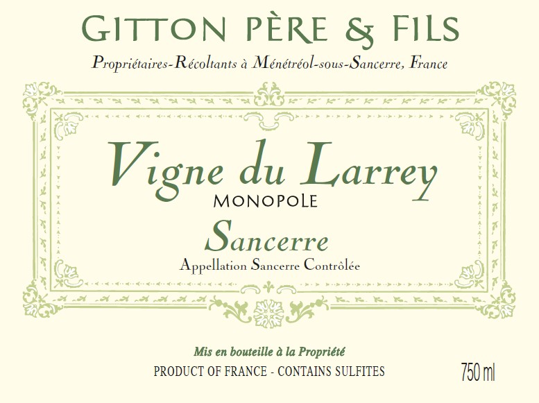 TABC label artwork for Sancerre Blanc Vigne du Larrey