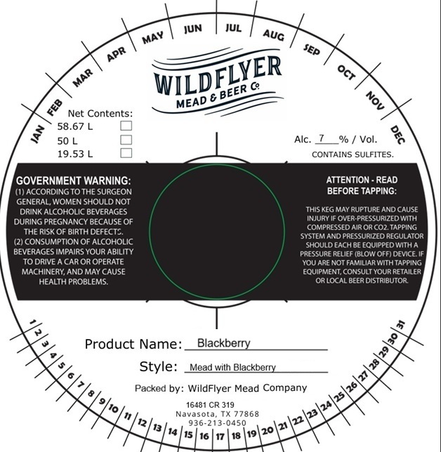 TABC label artwork for WildFlyer Mead & Beer Co. Blackberry