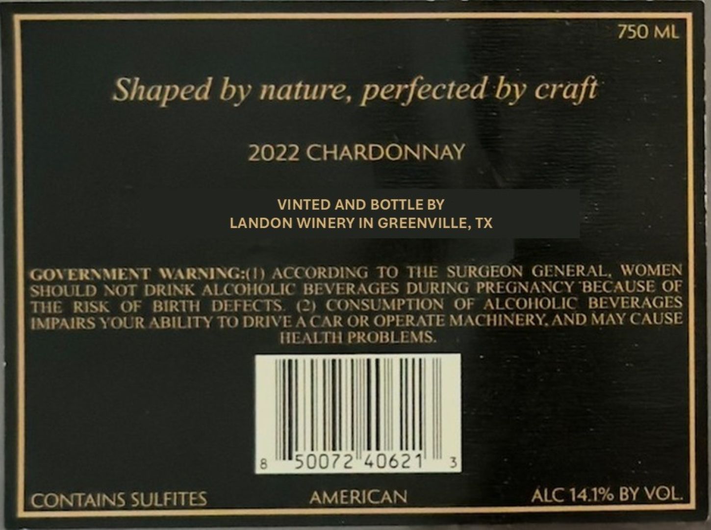 TABC label artwork for Pinnacle Chardonnay