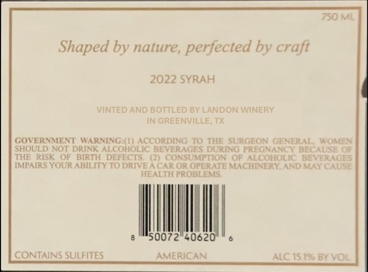 TABC label artwork for Pinnacle Syrah