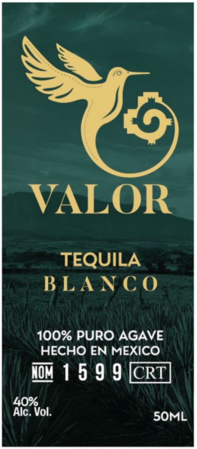 TABC label artwork for Valor Tequila Blanco 100% Puro Agave