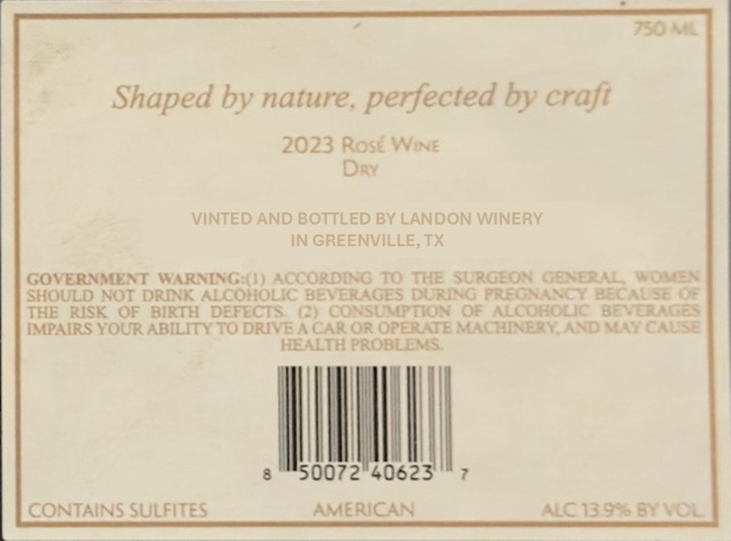 TABC label artwork for Pinnacle Rose