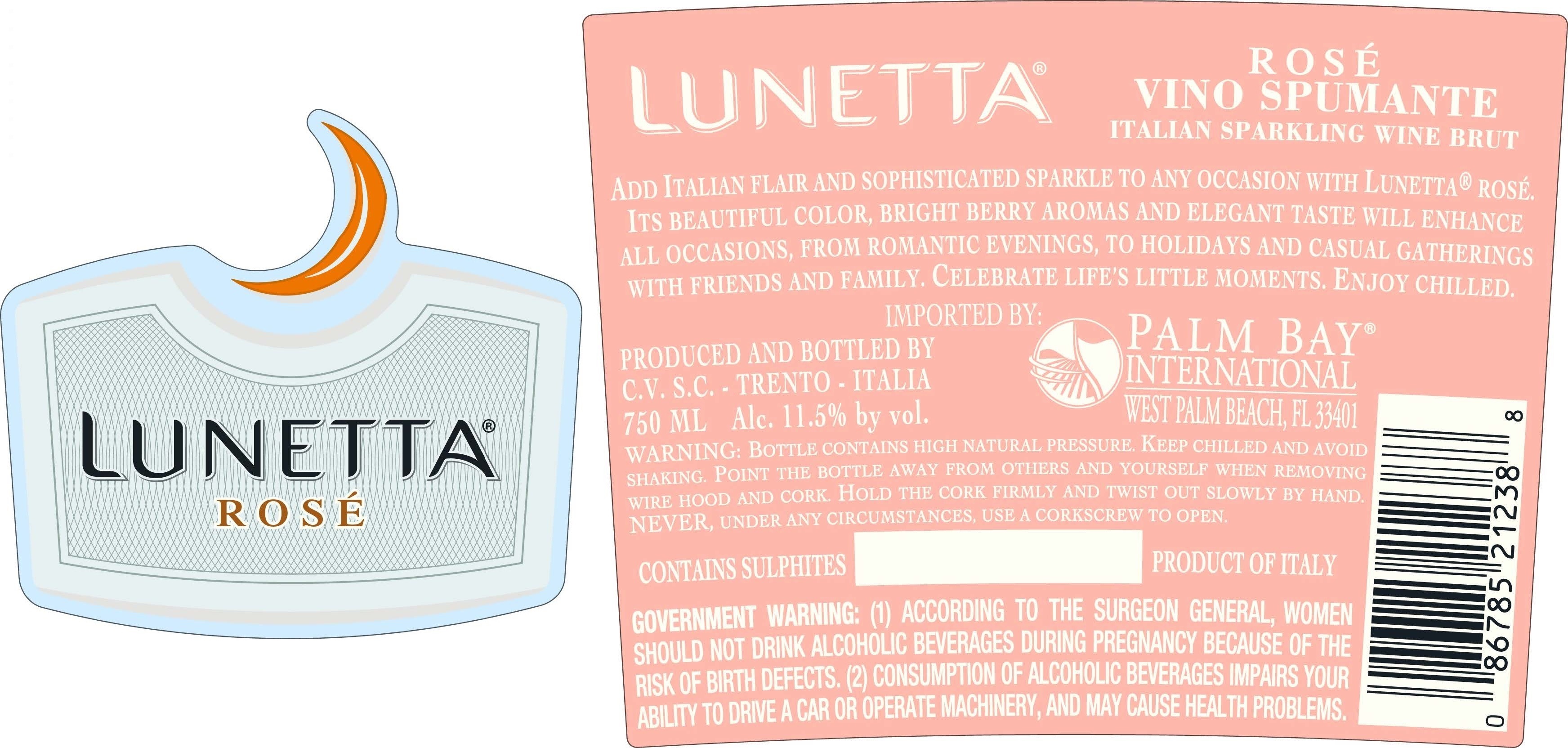 TABC label artwork for LUNETTA ROSE