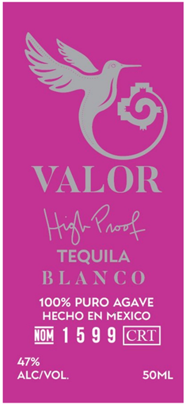 TABC label artwork for Valor High Proof Tequila Blanco