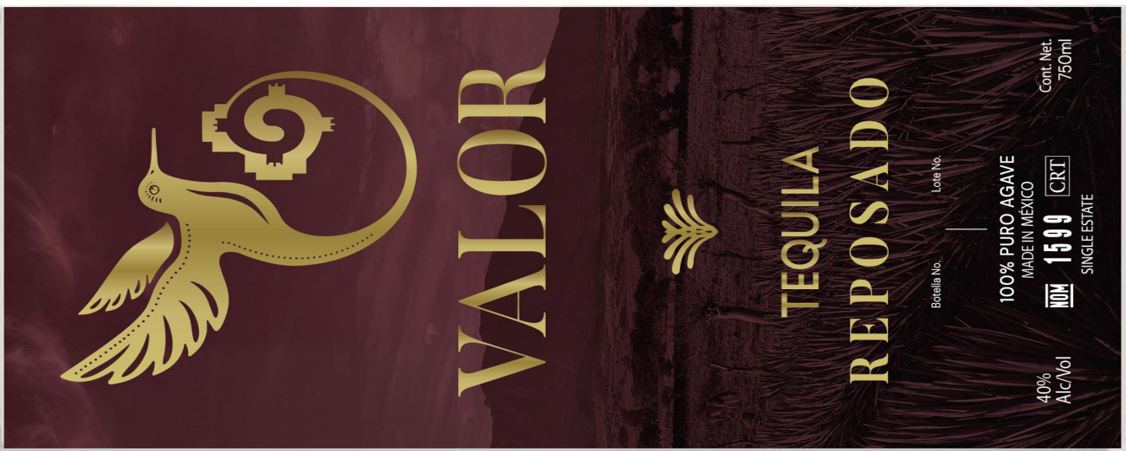 TABC label artwork for Valor Tequila Reposado 100% Puro Agave