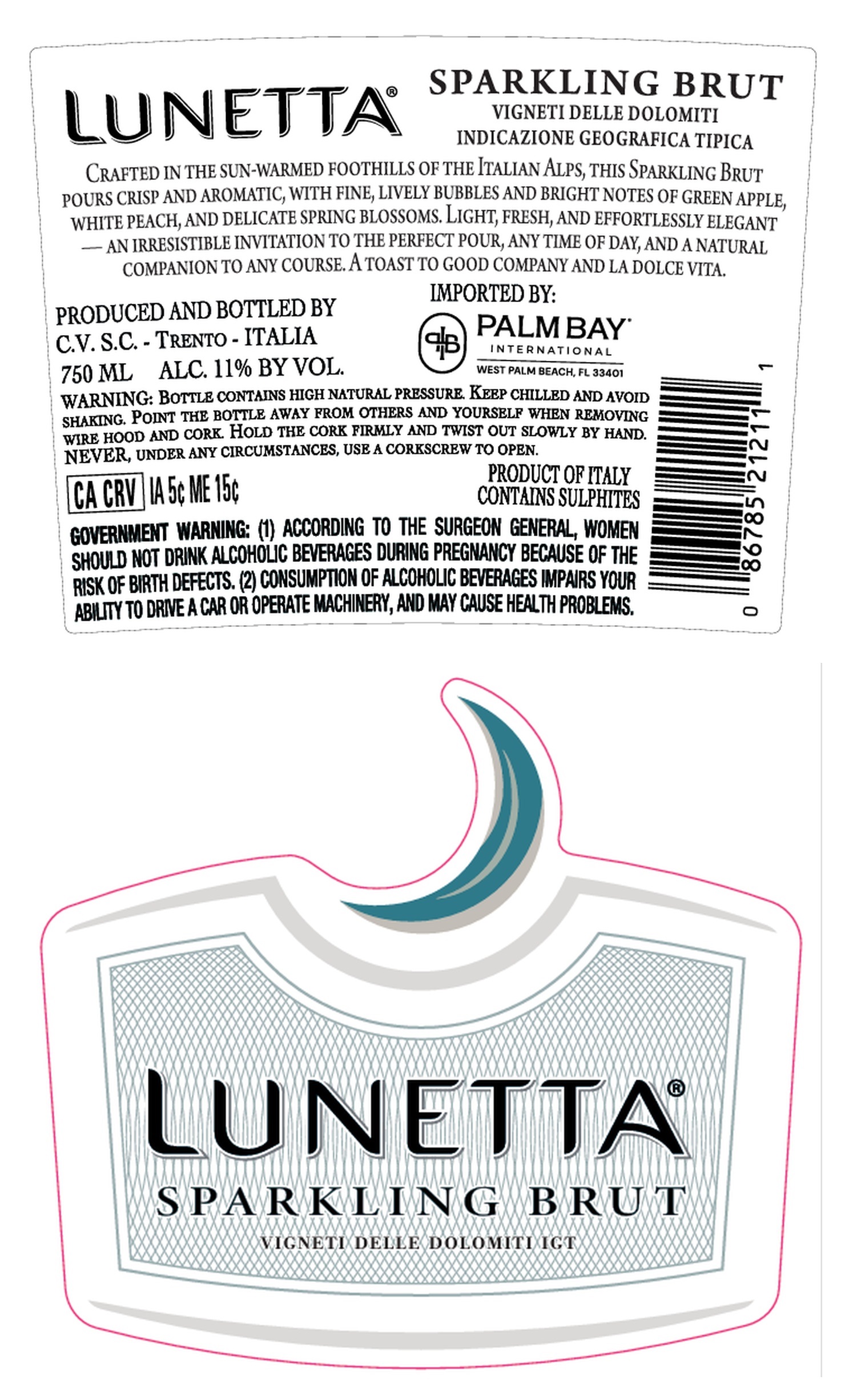 TABC label artwork for LUNETTA SPARKLING BRUT