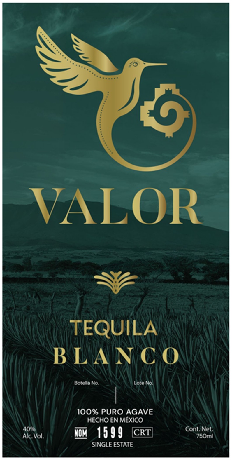 TABC label artwork for Valor Tequila Blanco 100% Puro Agave