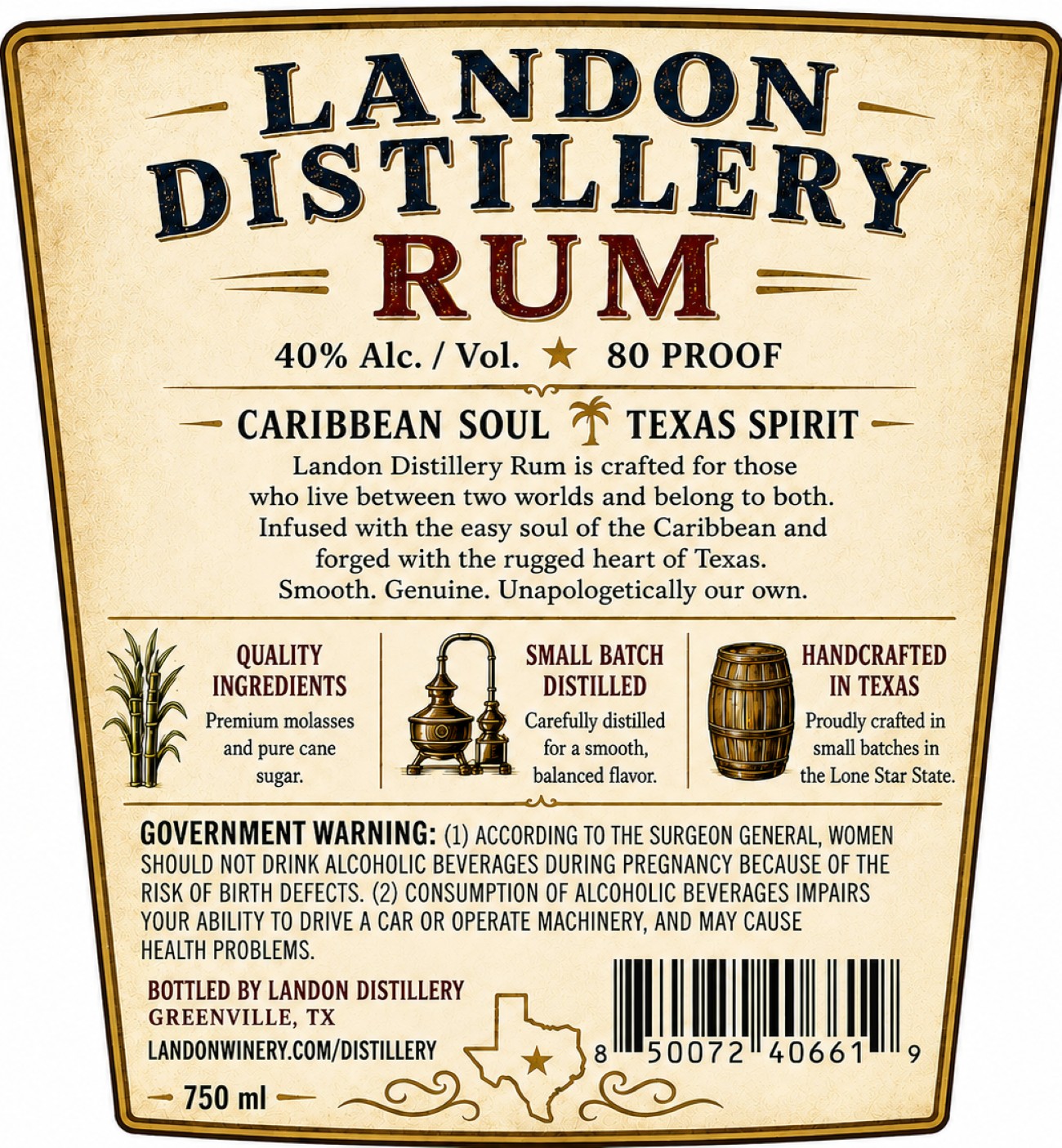 TABC label artwork for Rum
