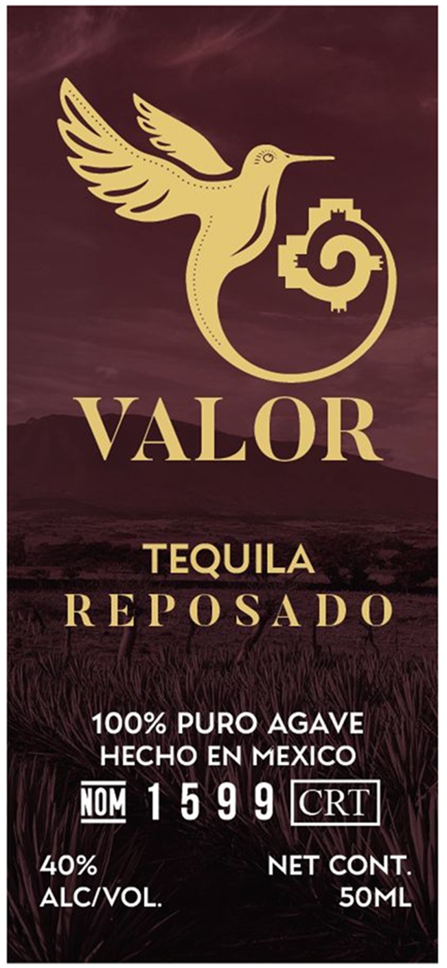 TABC label artwork for Valor Tequila Reposado