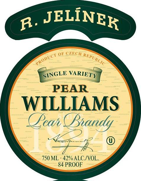 TABC label artwork for R. JELINEK Pear Williams Brandy
