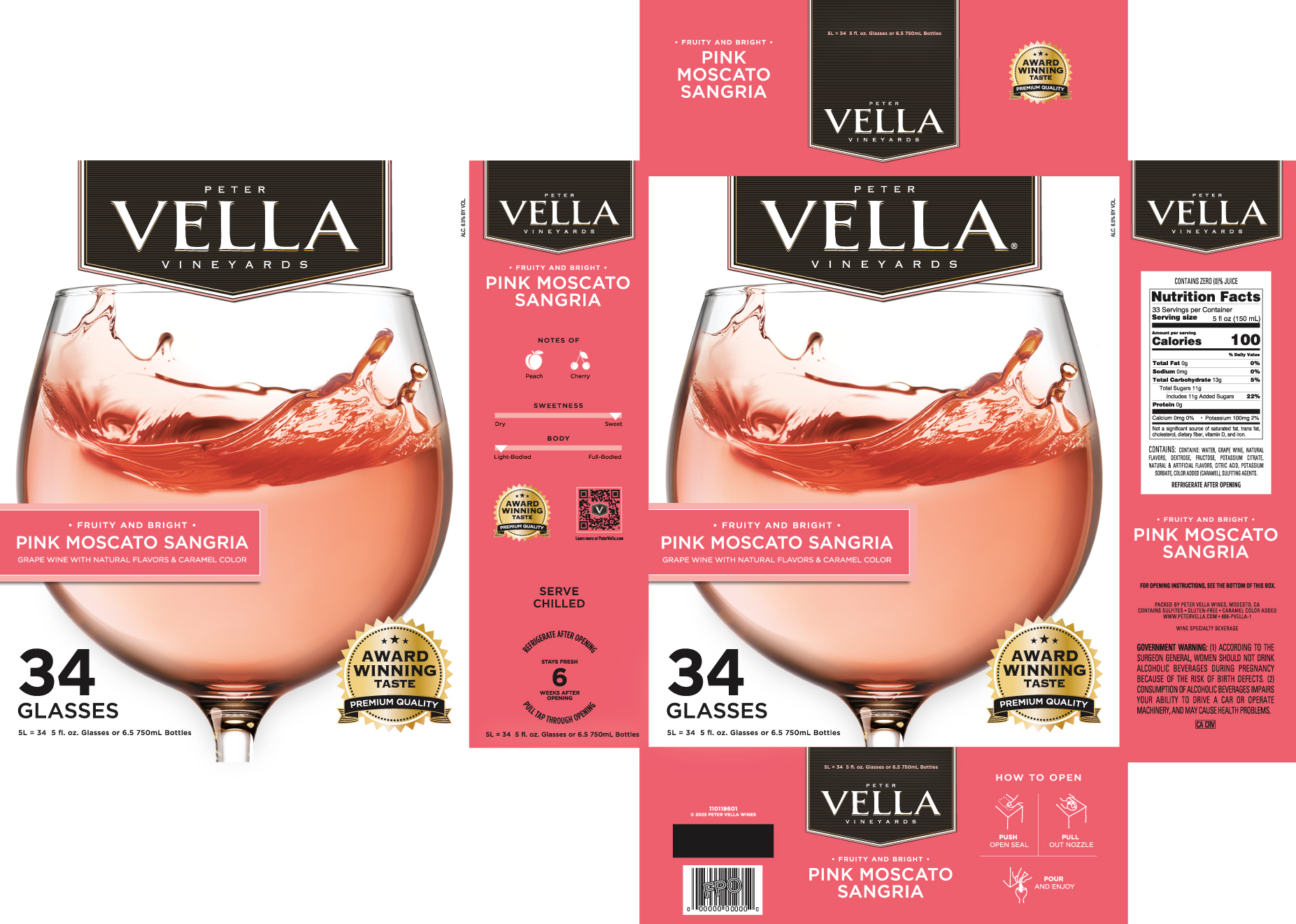 TABC label artwork for Peter Vella Pink Moscato Sangria