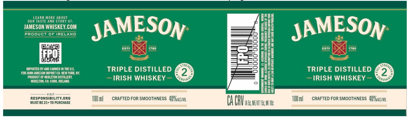 TABC label artwork for Jameson RTD Triple Distilled Irish Whiskey
