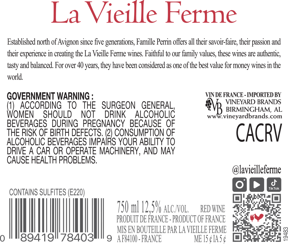 TABC label artwork for La Vieille Ferme, Red Sélection Spéciale