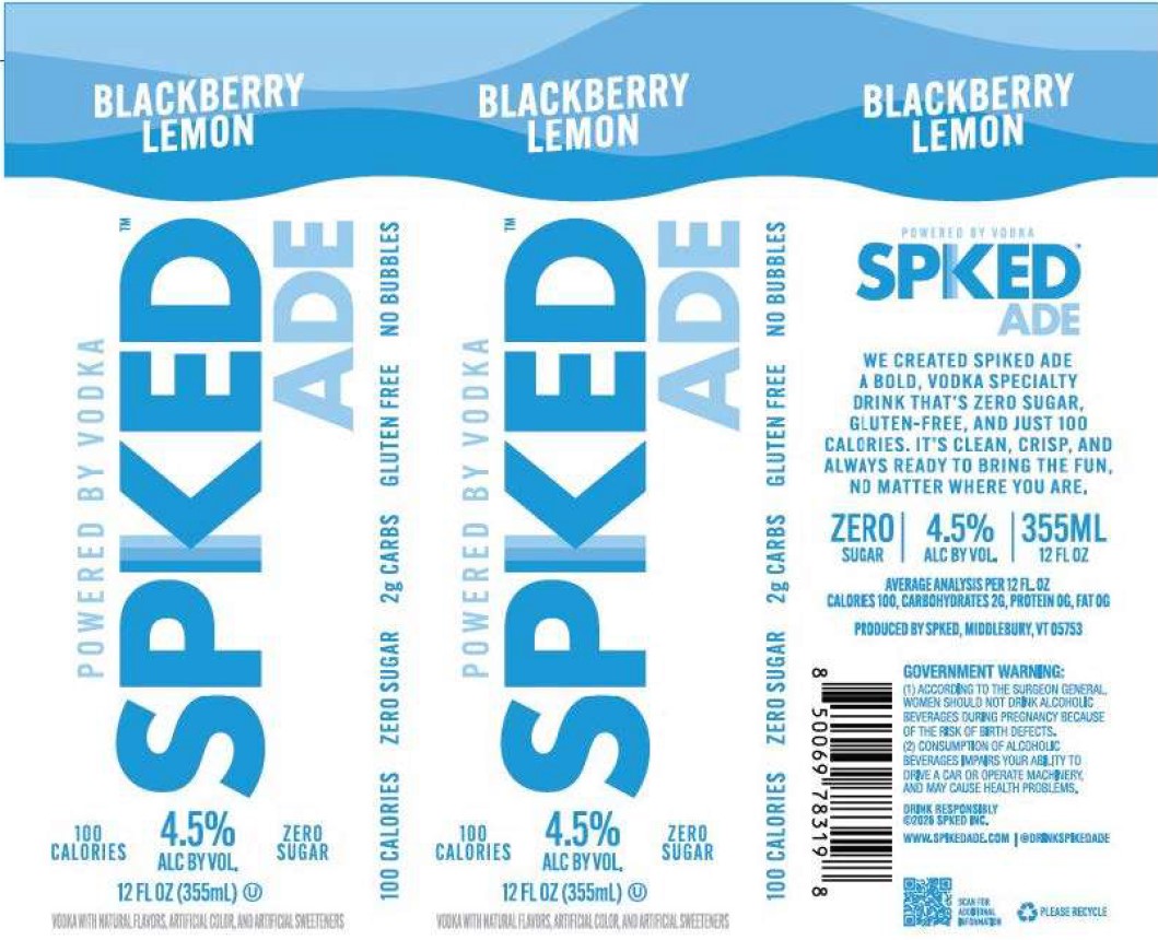 TABC label artwork for SPKED ADE Blackberry Lemon