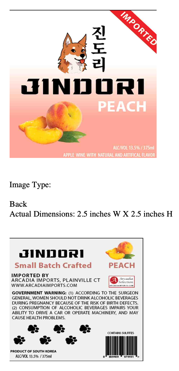 TABC label artwork for Jindori Peach