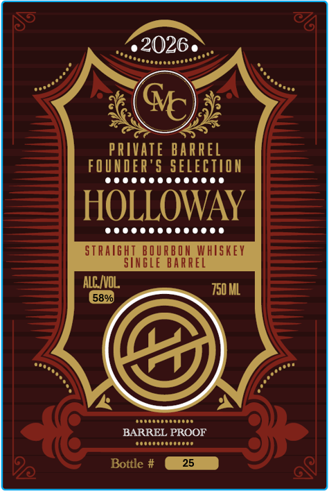 TABC label artwork for Holloway Moreland Straight Bourbon Whiskey