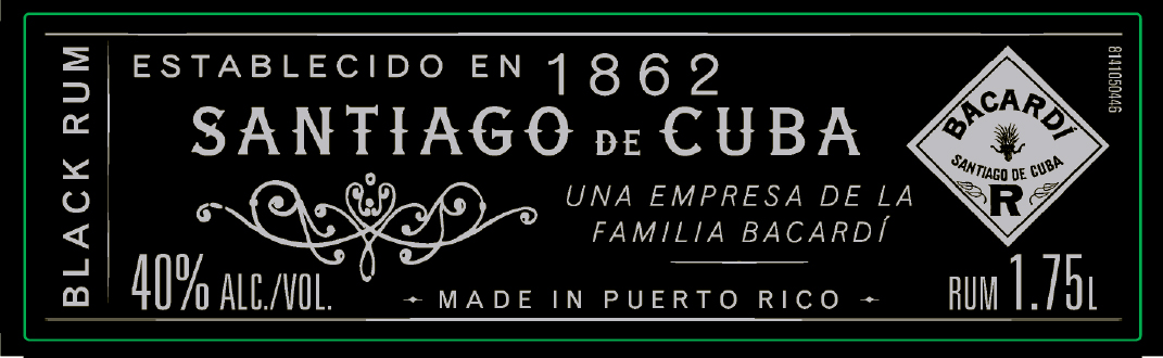 TABC label artwork for Bacardi Black