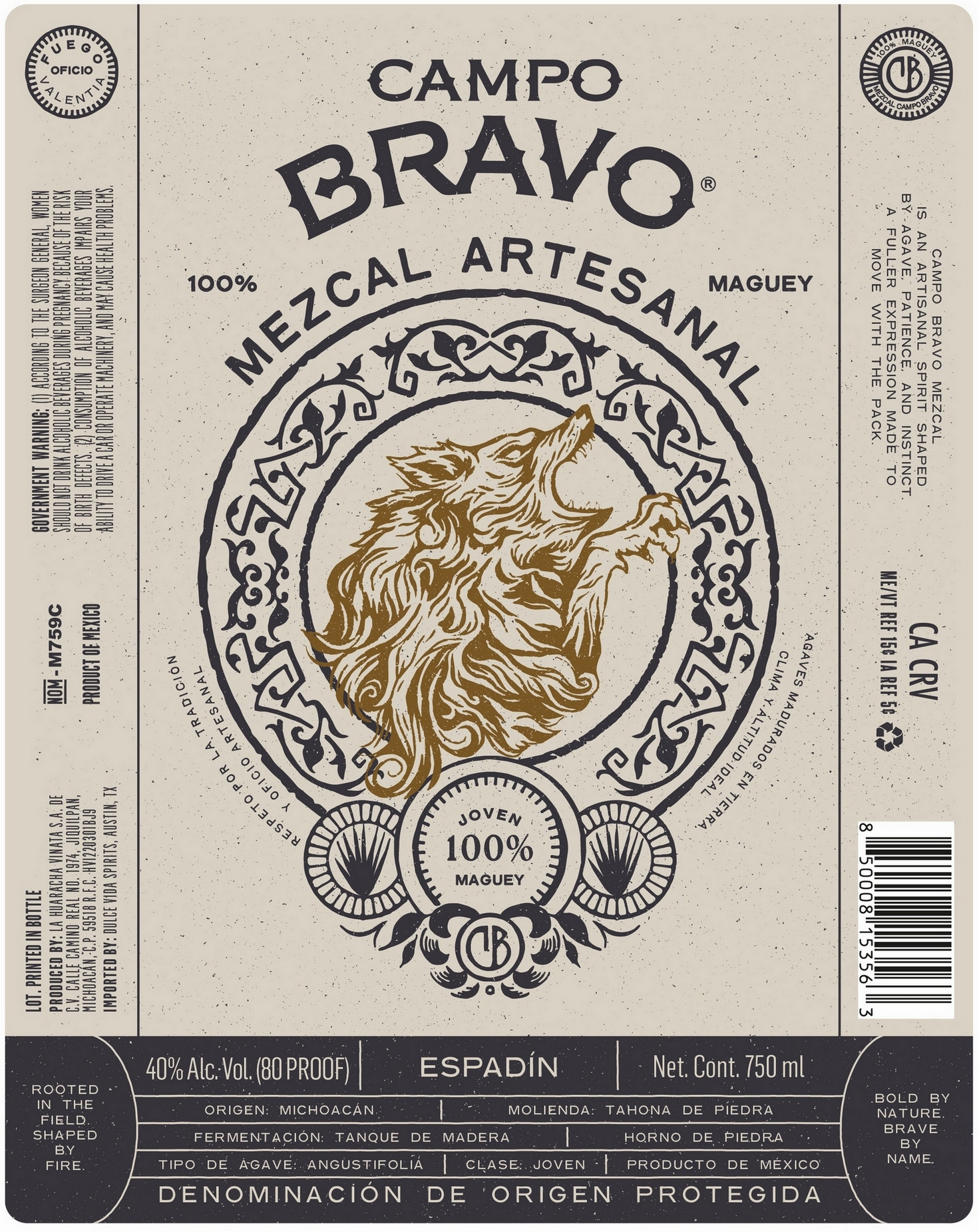 TABC label artwork for Campo Bravo Espadin