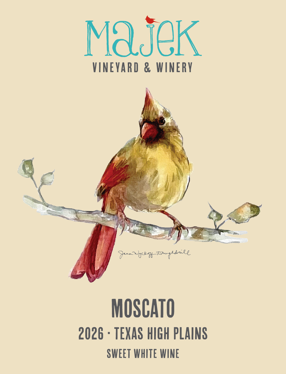 TABC label artwork for Majek Vineyard & Winery Moscato