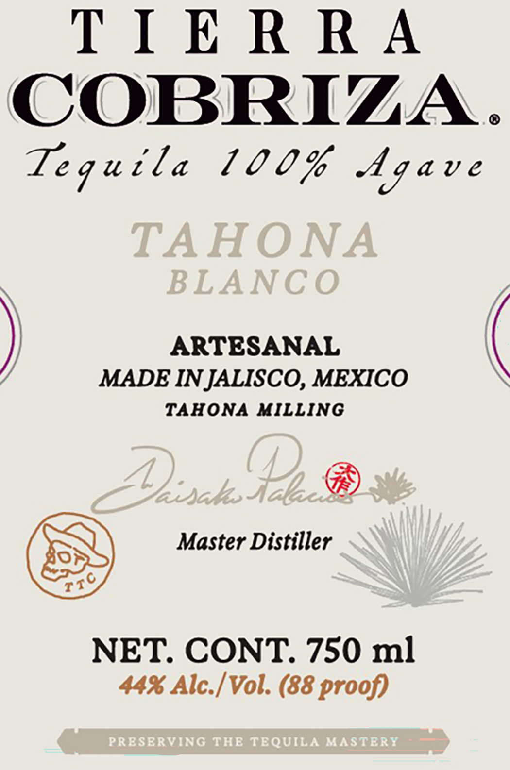 TABC label artwork for Tierra Cobriza Tahona Tequila