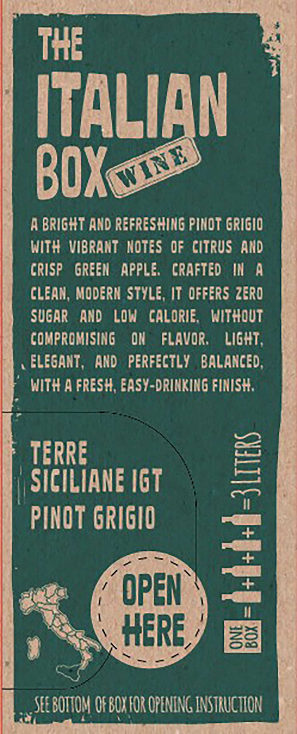 TABC label artwork for The Italian Box Pinot Grigio