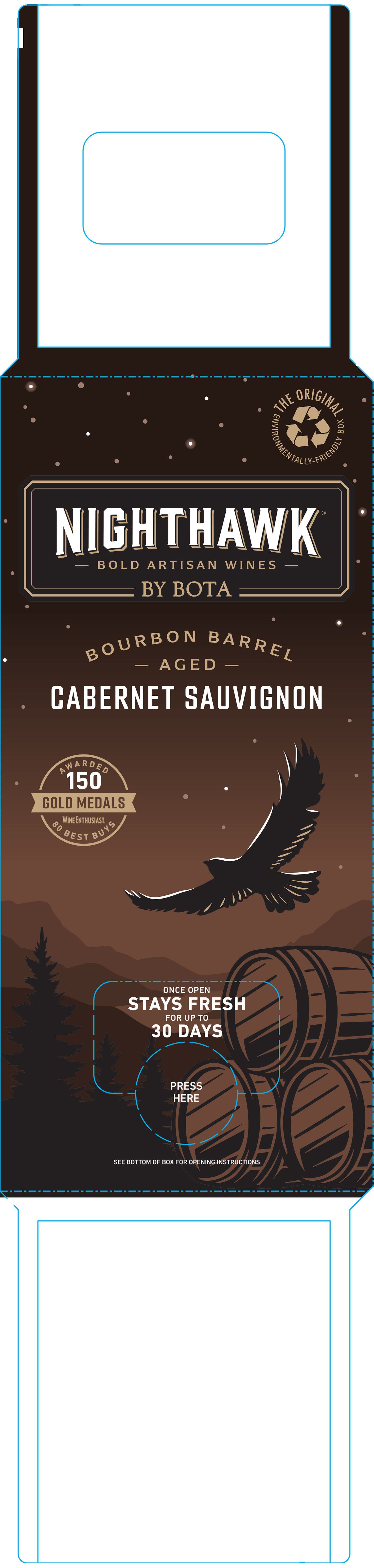 TABC label artwork for Bota Box Nighthawk Cabernet Sauvignon Bourbon Barrel California