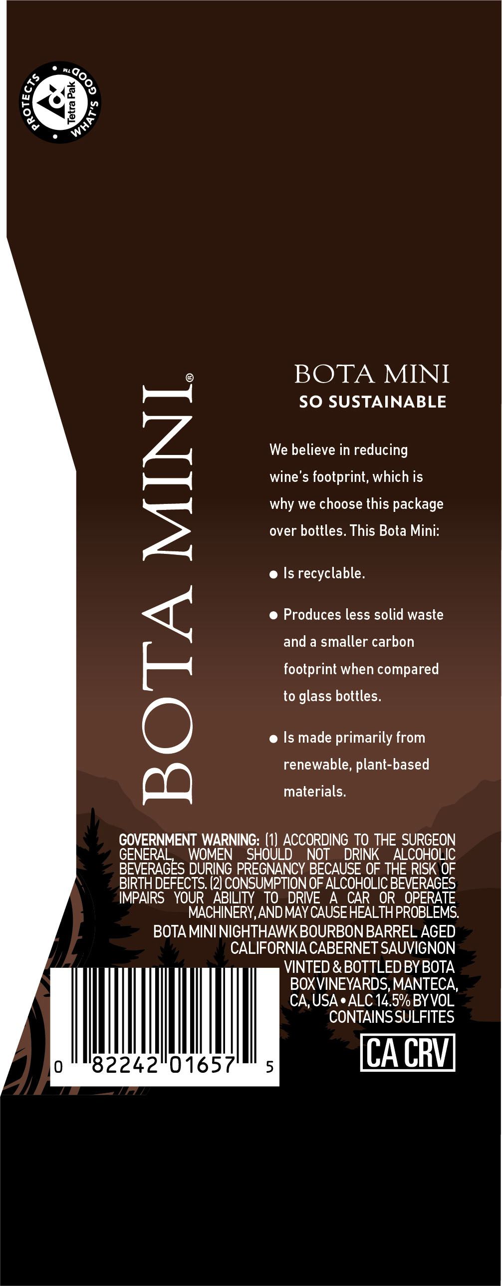 TABC label artwork for Bota Mini Nighthawk Cabernet Sauvignon Bourbon Barrel California