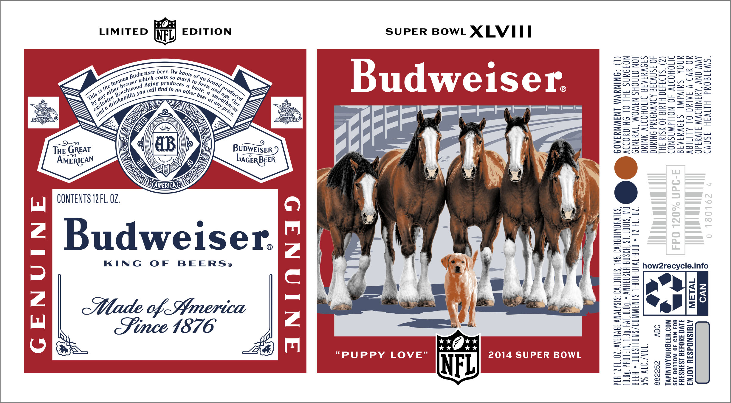 TABC label artwork for BUDWEISER 2027 NFL SUPER BOWL CLYDESDALES WITH PUPPY LABEL