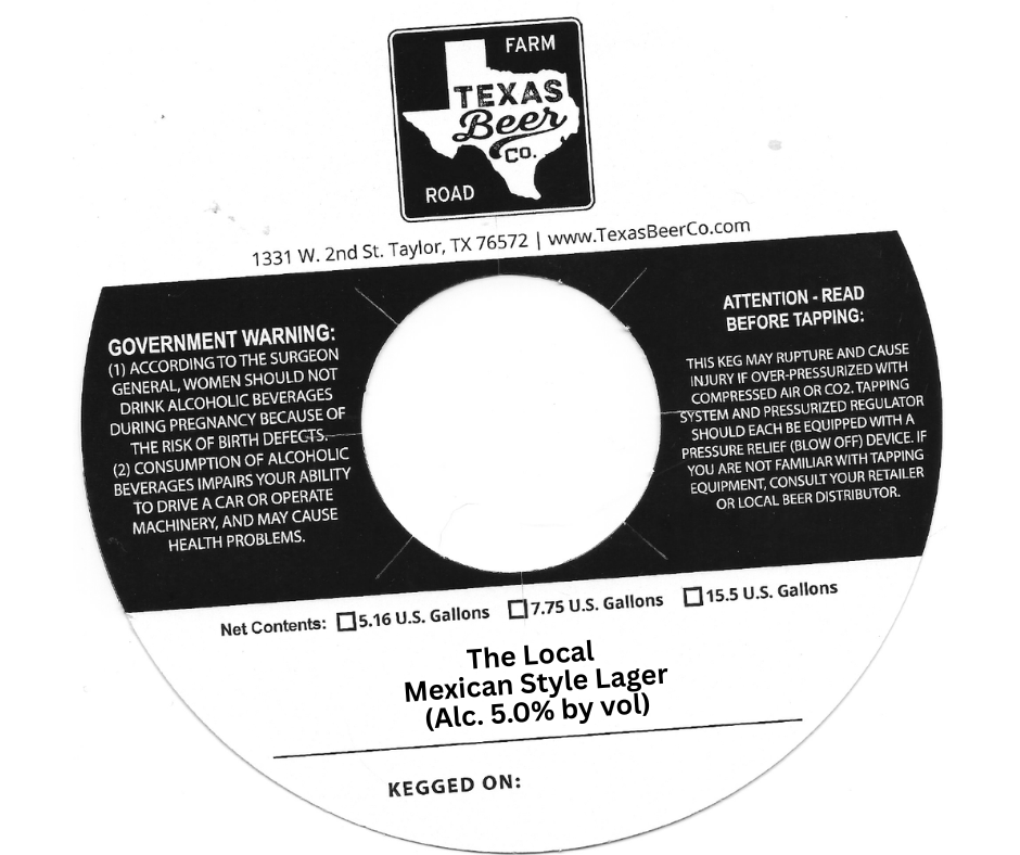 TABC label artwork for TEXAS BEER CO THE LOCAL