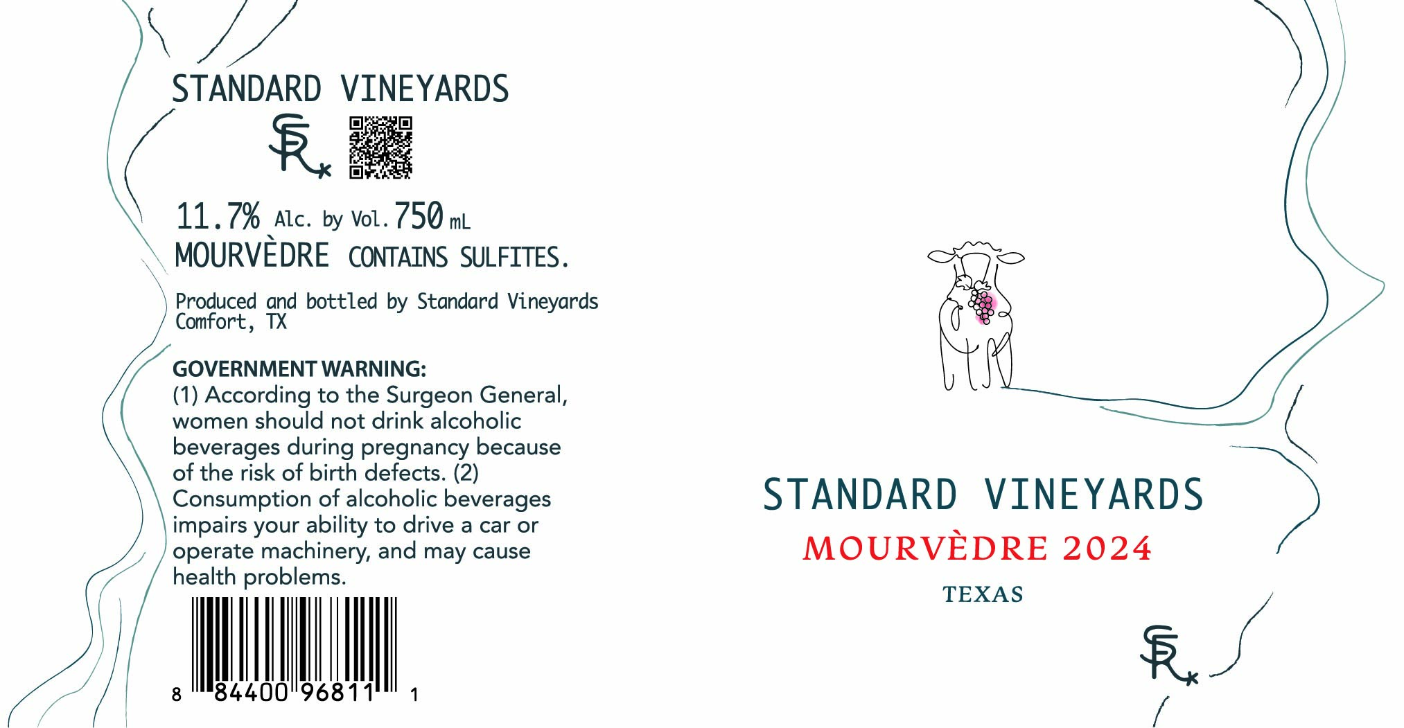 TABC label artwork for Standard Vineyards 2024 Mourvedre