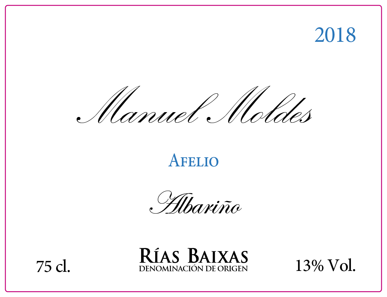 TABC label artwork for Manuel Moldes, Rías Baixas Albariño 'Afelio'